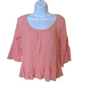 URBANOLOGY  Peach Peasant Boho Blouse Size Medium NEW NWT